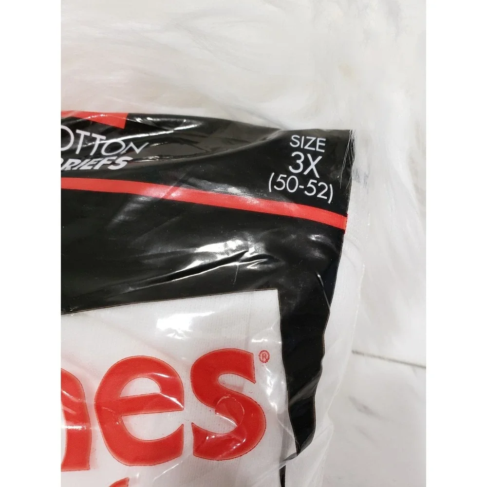 9 PAIR VTG 1990 Hanes Underwear Big Man Briefs Men 3XL 50-52 Deadstock White NOS